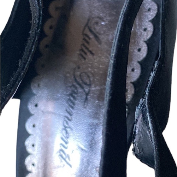 Lulu Townsend Bow w/ T-Strap 5” Black Stilettos Open Toe, Back Zip, BOW … - Picture 8 of 10